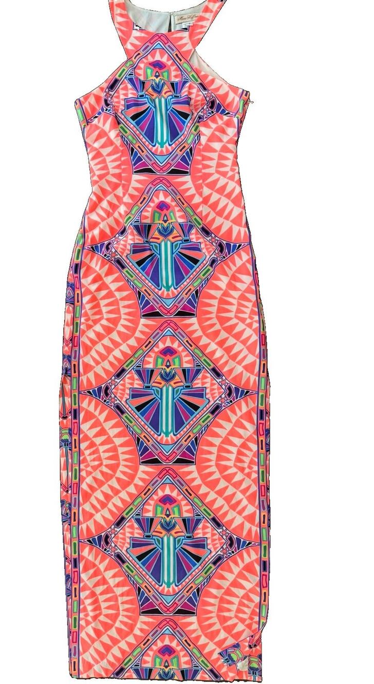 Mara Hoffman Cosmic Fountain Maxi Dress Neon Cutout Side Slit Maximalist 2